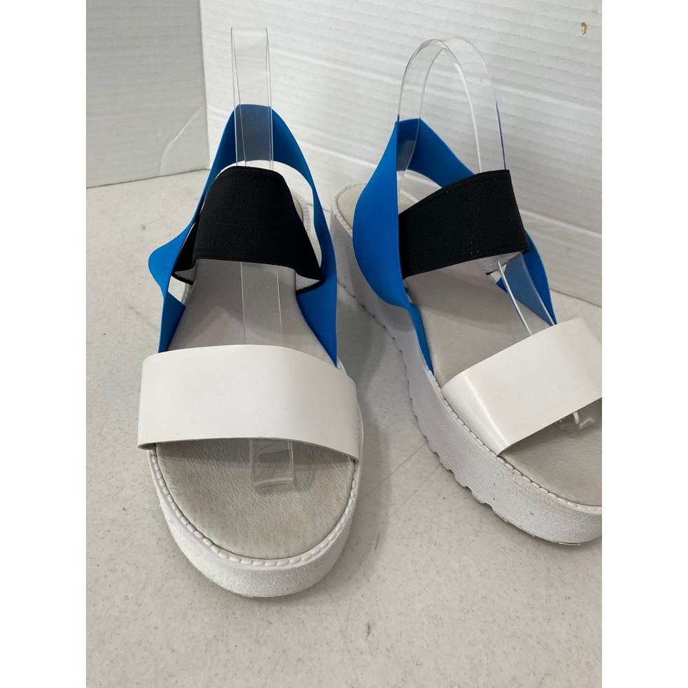Sixtyseven Platform Sandals Womens 40 Blue White Black Elastic Flatform Good - Picture 3 of 11